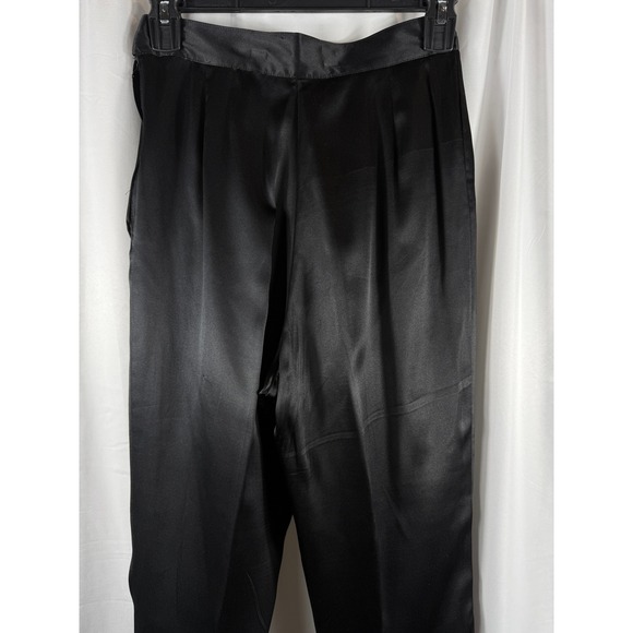 Pappagallo Vintage Black 100% Silk Pleated Dress Pants High Waist Size 4 - Picture 6 of 7